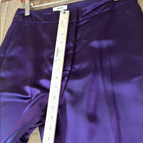 Jason Wu Polished Purple Satin Pants with Chic Split Wide Leg hem. - Picture 17 of 17